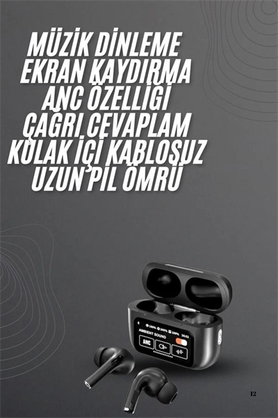 Kulak İçi Bluetooth Kulaklık Ekranlı Müzik Dinleme Çağrı Cevaplama Siyah