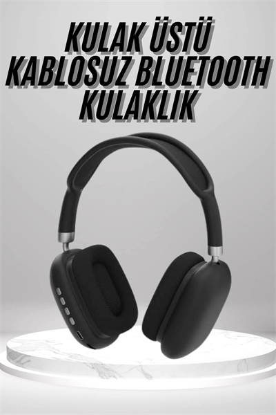Kulak Üstü Kablosuz Bluetooth Kulaklık Yumuşak Süngerli SD Kart Girişli