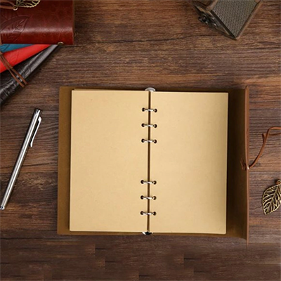 Lacivert Yaprak Desenli Deri Defter