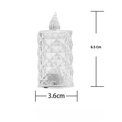 Led Mum Şeffaf Kristal LED Mum Pilli Alevsiz Çay Mumu Düğün Doğum Günü Ortam Işığı Midi