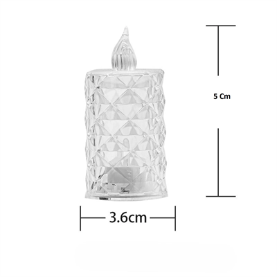 Led Mum Şeffaf Kristal LED Mum Pilli Alevsiz Çay Mumu Düğün Doğum Günü Ortam Işığı Mini