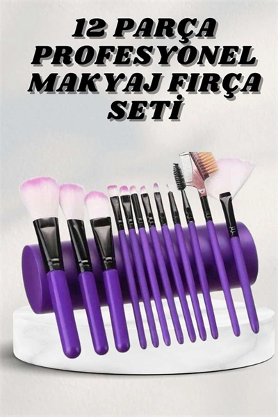 Makyaj Fırçası 12 Parça Set Yumuşak Uçlu Göz Makyajına Uygun Hafif ve Taşınabilir Çanta