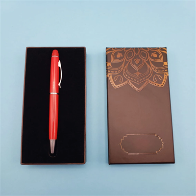 Mandala Desenli Kutulu Kırmızı Touchpen Tükenmez Kalem