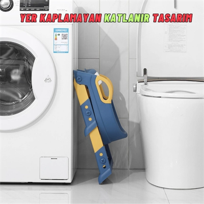 Mavi Merdivenli Çocuk Klozet Tuvalet Eğitimi Aparatı