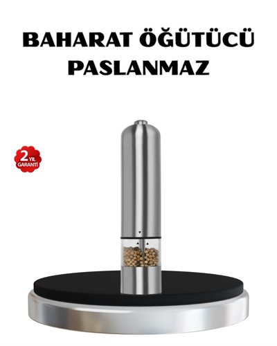 Modern Otomatik Baharat Öğütücü Seti – Pilli, Paslanmaz Çelik, LED Aydınlatmalı