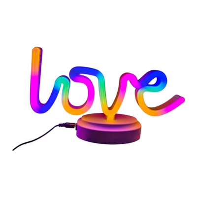 Neon Işıklı Love Yazılı Masa Gece Lambası