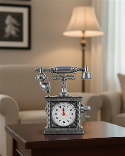 Nostaljik Telefon Tasarımlı Masa Saati Yüksek Sesli Alarm