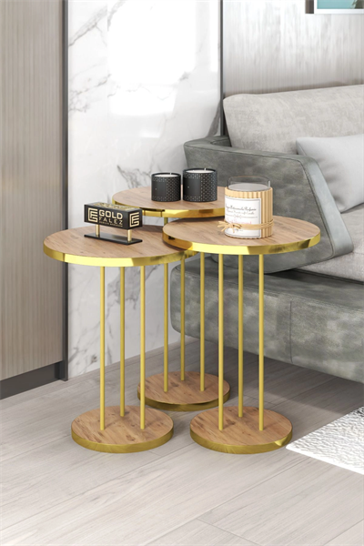 ORTA SEHPA VE ZİGON SEHPA TERRA SET GOLD CEVİZ