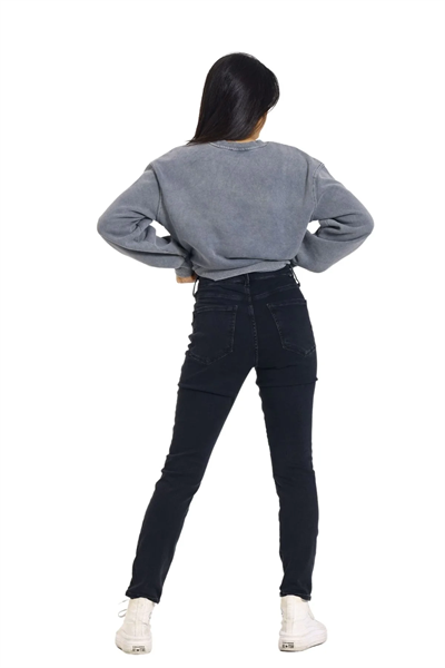 Önü Baskılı Bisiklet Yaka Kadın Sweatshirt