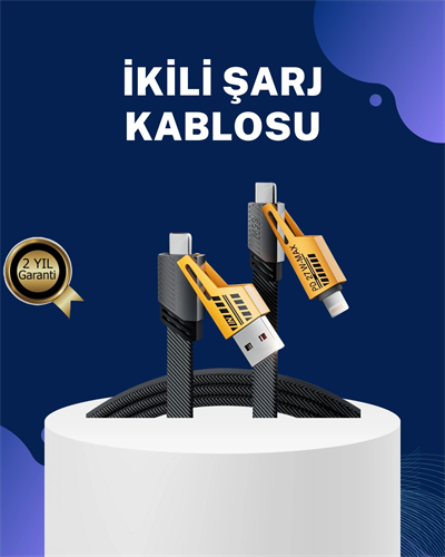 Örgülü Tasarım 4’ü 1 Arada USB-C Lightning Hızlı Şarj Kablosu