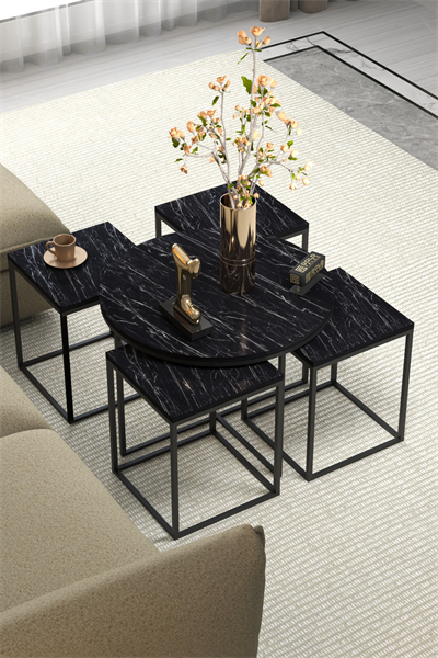 Orta Sehpa Ve Zigon Sehpa Oval Lüx 5Li Set Bendir