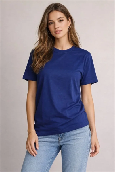 Osy Modal Yumuşak Dokulu Kumaş Bisiklet Yaka T-shirt - Lacivert