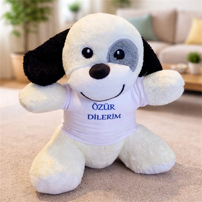 Özür Dilerim Tişörtlü Sevimli Benekli Peluş Köpek