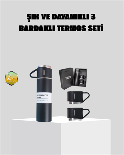 Paslanmaz Çelik 500 ml Termos Seti – 8 Saat Isı Koruma, Vakumlu, Sızdırmaz ve Taşınabilir