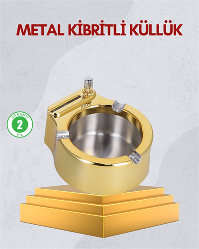 Paslanmaz Çelik Küllük Çakmaklı Masa Üstü Kullanım