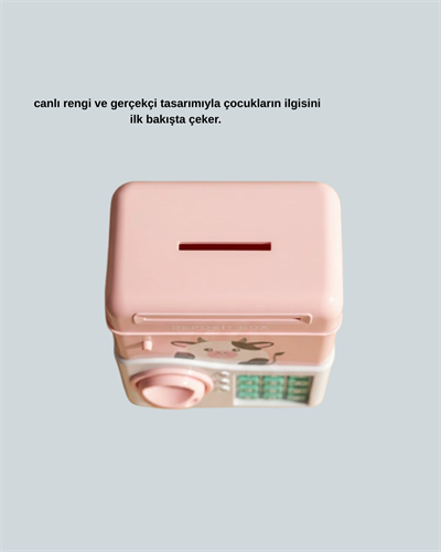 Pembe ATM Kasa Görünümlü Elektronik Şifreli Çocuk Kumbarası