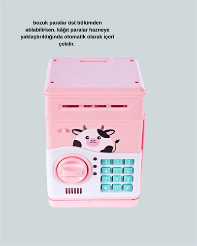 Pembe Şifreli Eğitici ATM Kasa Çocuk Kumbarası