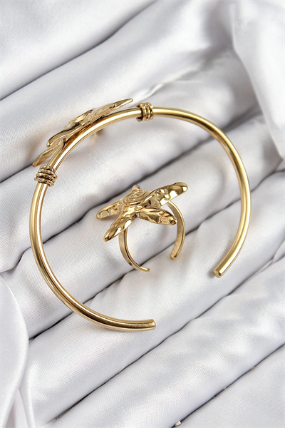 Pirinç Deniz Yıldızı Model Gold Renk Bileklik Yüzük Set