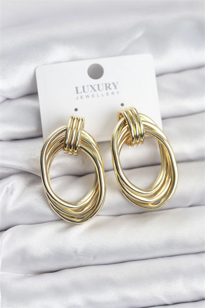 Pirinç Gold Renk Damla Model Vintage Kadın Küpe