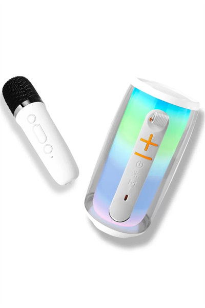 Pluse 6 Mikrofonlu RGB Kablosuz Hoparlör - Beyaz