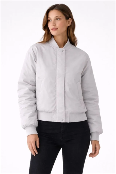 Premium Bomber Ceket Çıtçıt Kapamalı, Ribana Manşetli, Astarlı, Regular Fit Mont - Beyaz