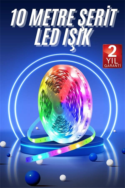 RGB Neon Şerit Led Lamba 10 Metre İç Mekan Tasarımına Uygun