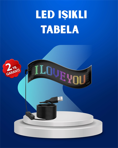 RGB Renkli LED Ekran Tabela USB Bağlantılı ve Kayan Yazı Destekli