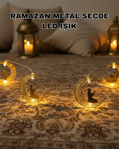 Ramazan Ay Işığı Secde Eden Adam Silüetli LED Peri Işığı