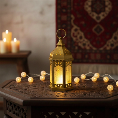 Ramazan Temalı Büyük Boy Altıgen Kubbe LED Lamba