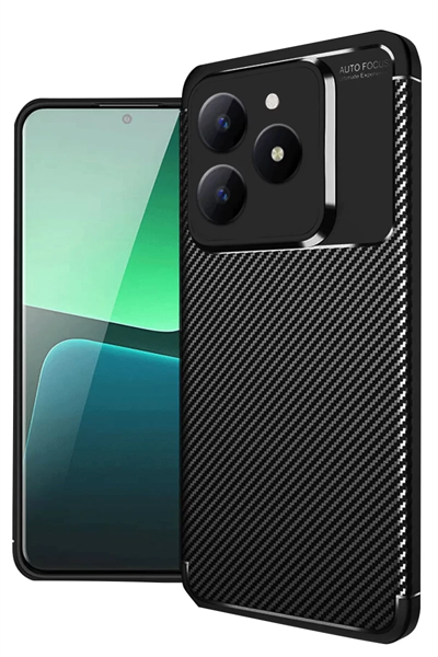 Realme C61 Kılıf Auto Focus Karbon Kapak - Siyah