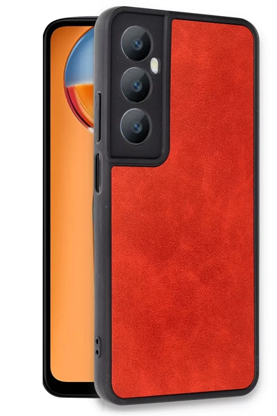 Realme C65 Kılıf Aras Deri Kapak - Kırmızı