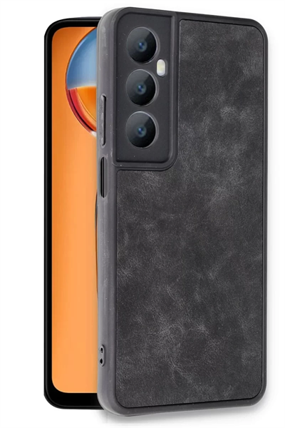 Realme C65 Kılıf Aras Deri Kapak - Siyah