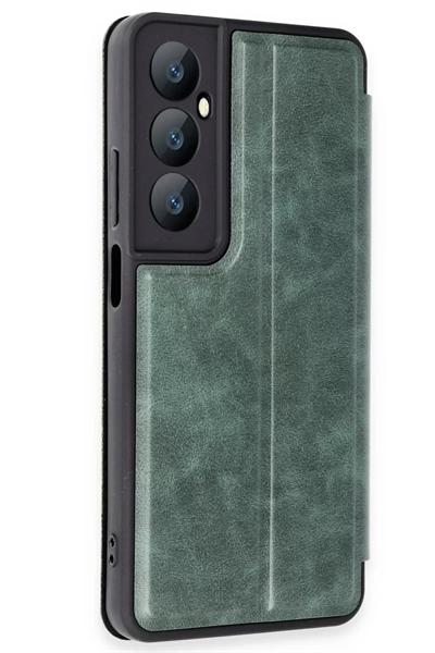 Realme C65 Kılıf Flip Cover - Koyu Yeşil