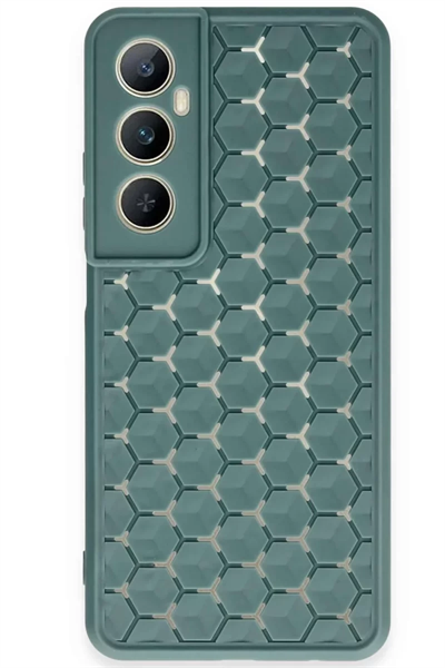 Realme C65 Kılıf Petek Silikon Kapak - Koyu Yeşil