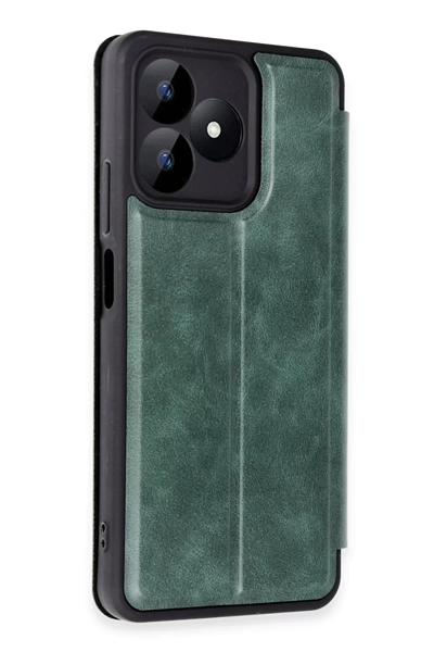 Realme Note 50 4G Kılıf Flip Cover - Koyu Yeşil