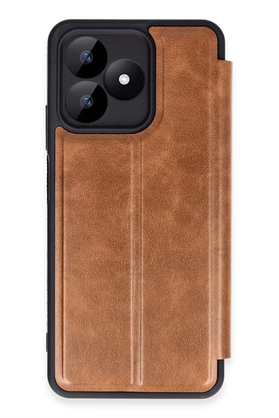 Realme Note 50 4G Kılıf Flip Cover - Taba
