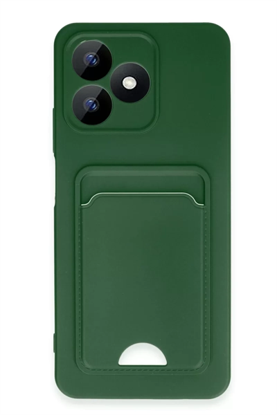 Realme Note 50 4G Kılıf Kelvin Kartvizitli Silikon - Koyu Yeşil