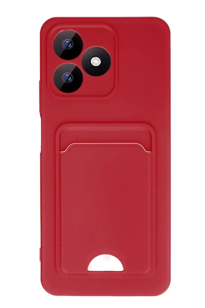 Realme Note 50 4G Kılıf Kelvin Kartvizitli Silikon - Kırmızı