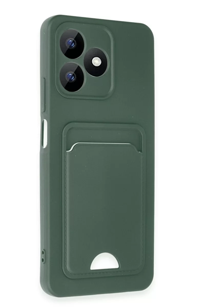 Realme Note 50 4G Kılıf Kelvin Kartvizitli Silikon - Koyu Yeşil