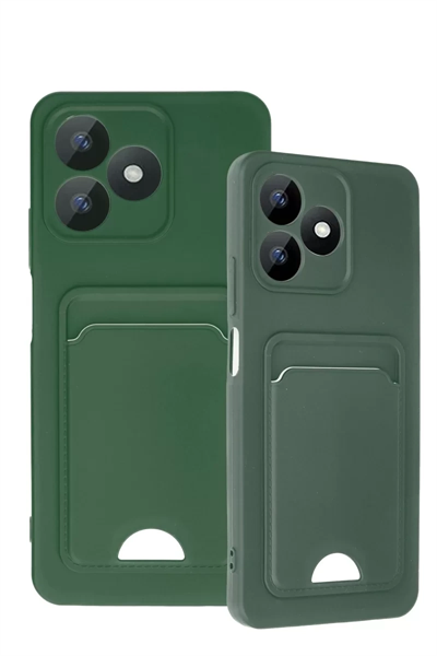 Realme Note 50 4G Kılıf Kelvin Kartvizitli Silikon - Koyu Yeşil