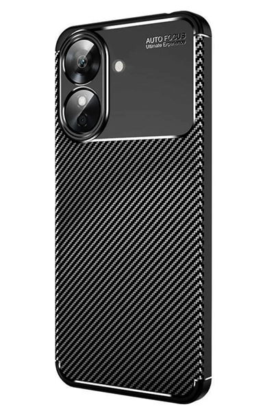 Realme Note 60 Kılıf Auto Focus Karbon Kapak - Siyah