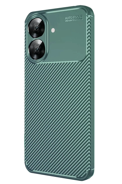 Realme Note 60 Kılıf Auto Focus Karbon Kapak - Koyu Yeşil