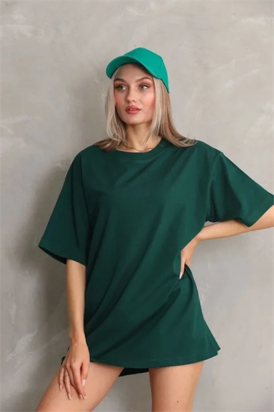 Regular Fit Tişört Bisiklet Yaka Yazlık Kısa Kol Basıc T-Shirt - Yeşil