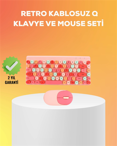 Renkli Retro Tuş Takımlı Klavye – 3 Cihaz Bağlantısı, Medya Kısayol Tuşları