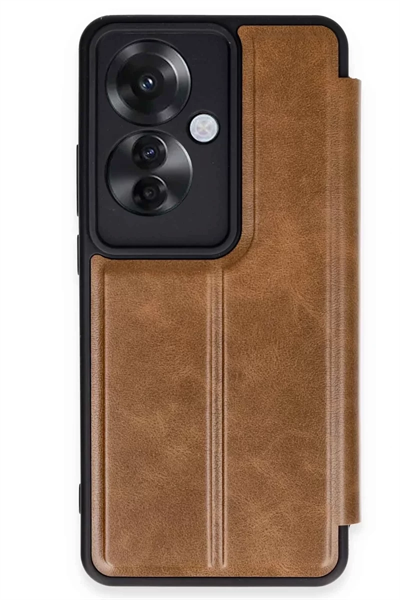 Reno 11F Kılıf Flip Cover - Taba