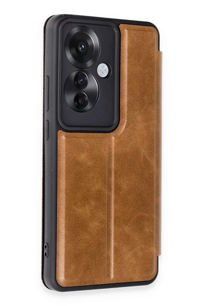Reno 11F Kılıf Flip Cover - Taba
