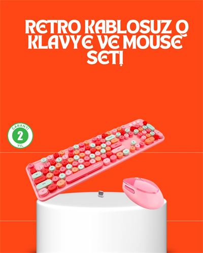 Retro Tarz Bluetooth 5.1 Klavye – Win/OSX/Android/iOS Uyumlu