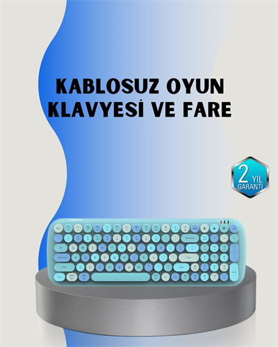 Retro Tarz Kablosuz Klavye Mouse Seti – 104 Tuşlu, Ergonomik Tasarım