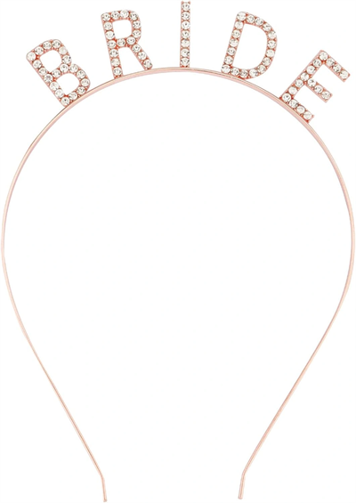 Rose Gold Bekarlığa Veda Kristal Taş Bride Tacı