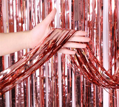 Rose Gold Püsküllü Kapı Perdesi - Parti, Bekarlığa Veda, Doğum Günü 1x2 m